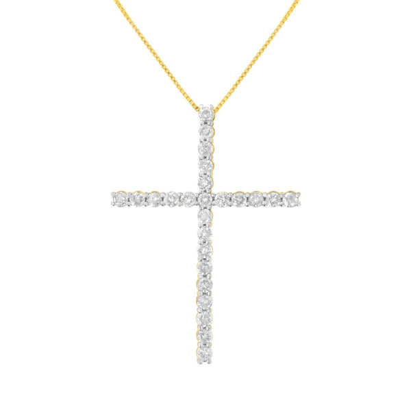 Collar con colgante de cruz con diamantes de 2 1/2 ct. p.t. en plata de ley, foto 1
