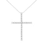 Collar con colgante de cruz con cadena de caja y diamantes redondos de 3 ct. p.t. en plata de ley, foto 2