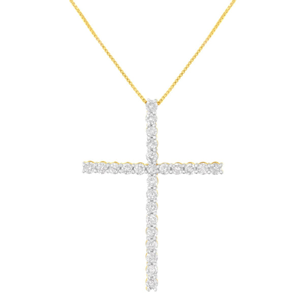Collar con colgante de cruz con cadena de caja y diamantes redondos de 3 ct. p.t. en plata de ley, foto 1
