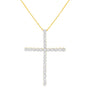 Collar con colgante de cruz con cadena de caja y diamantes redondos de 3 ct. p.t. en plata de ley, foto 1