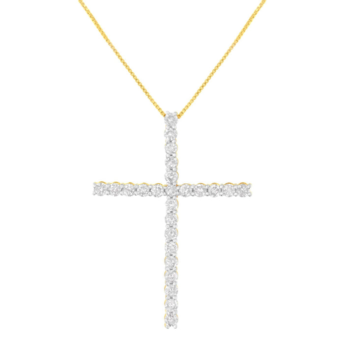 Collar con colgante de cruz con cadena de caja y diamantes redondos de 3 ct. p.t. en plata de ley, foto 1