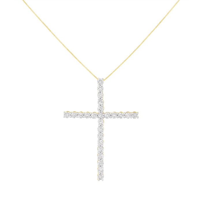 Collar con colgante de cruz con cadena de caja y diamantes redondos de 3 ct. p.t. en plata de ley, foto 3