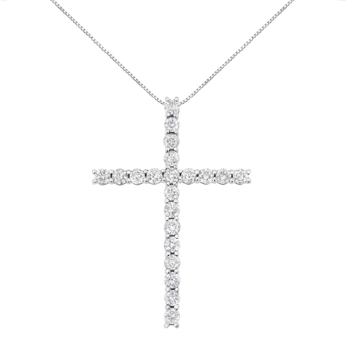 4 Ct. T.W. Diamond Cross Pendant with Box Chain Necklace in Sterling Silver, photo 1