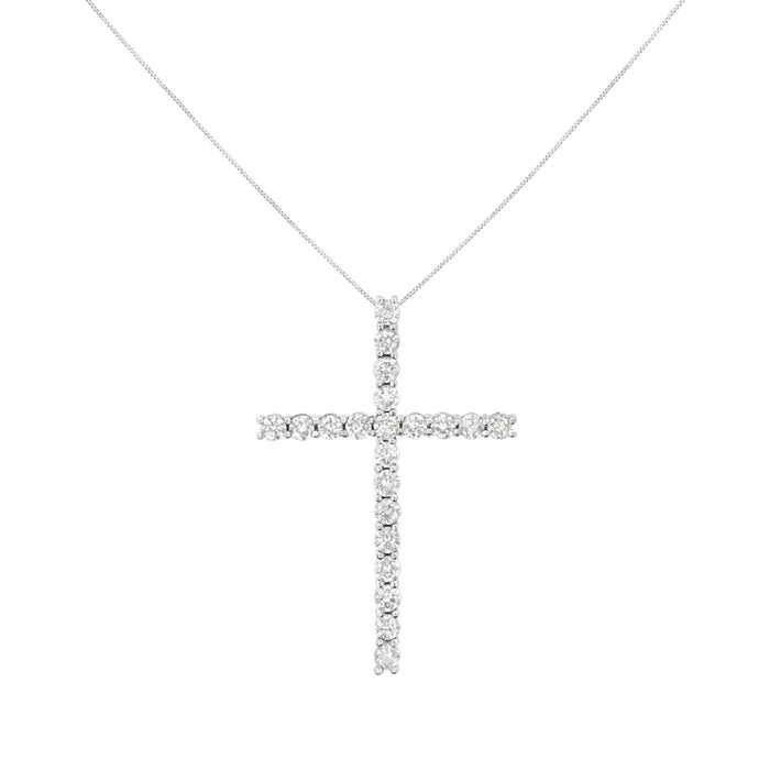 4 Ct. T.W. Diamond Cross Pendant with Box Chain Necklace in Sterling Silver, photo 2