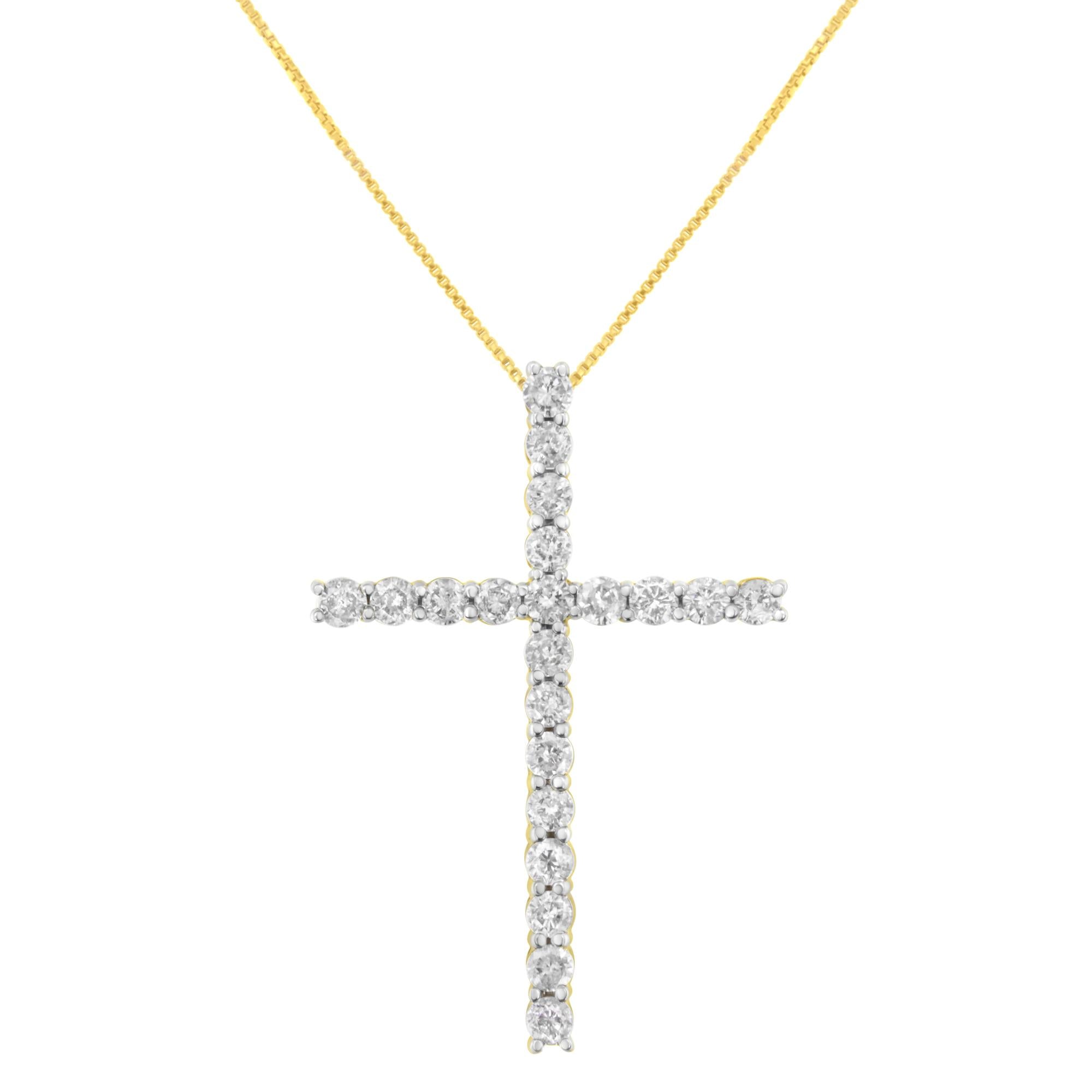 4 Ct. T.W. Round-Cut Diamond Cross Pendant Necklace in 10K Yellow Gold-Plated Sterling Silver, photo 1