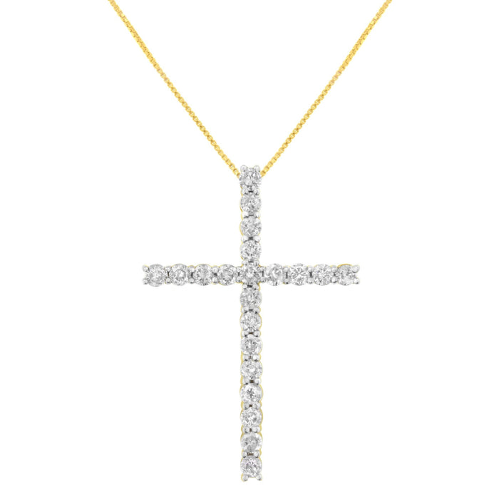 4 Ct. T.W. Round-Cut Diamond Cross Pendant Necklace in 10K Yellow Gold-Plated Sterling Silver, photo 1