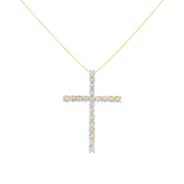 4 Ct. T.W. Round-Cut Diamond Cross Pendant Necklace in 10K Yellow Gold-Plated Sterling Silver, photo 2