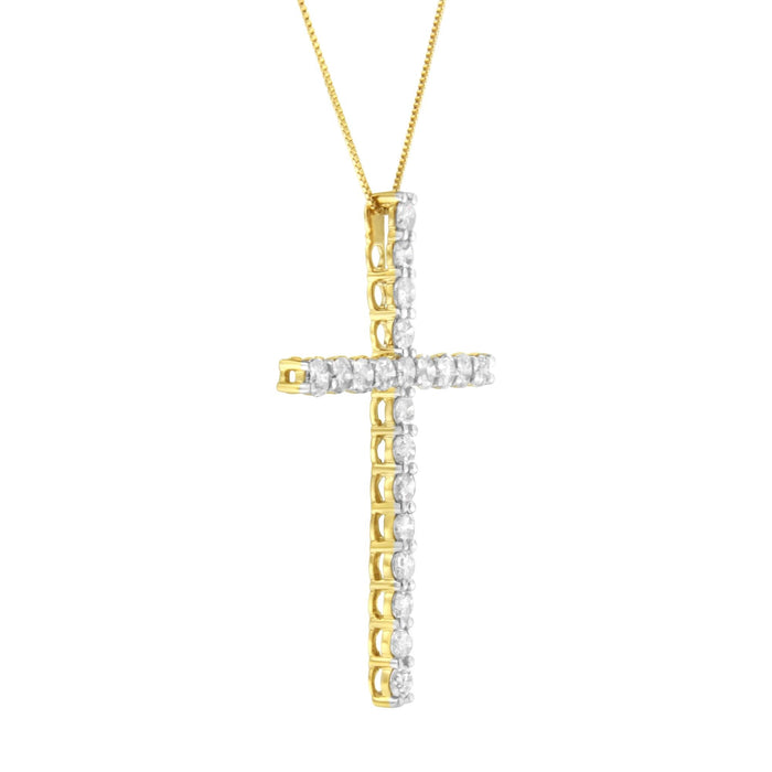 4 Ct. T.W. Round-Cut Diamond Cross Pendant Necklace in 10K Yellow Gold-Plated Sterling Silver, photo 4