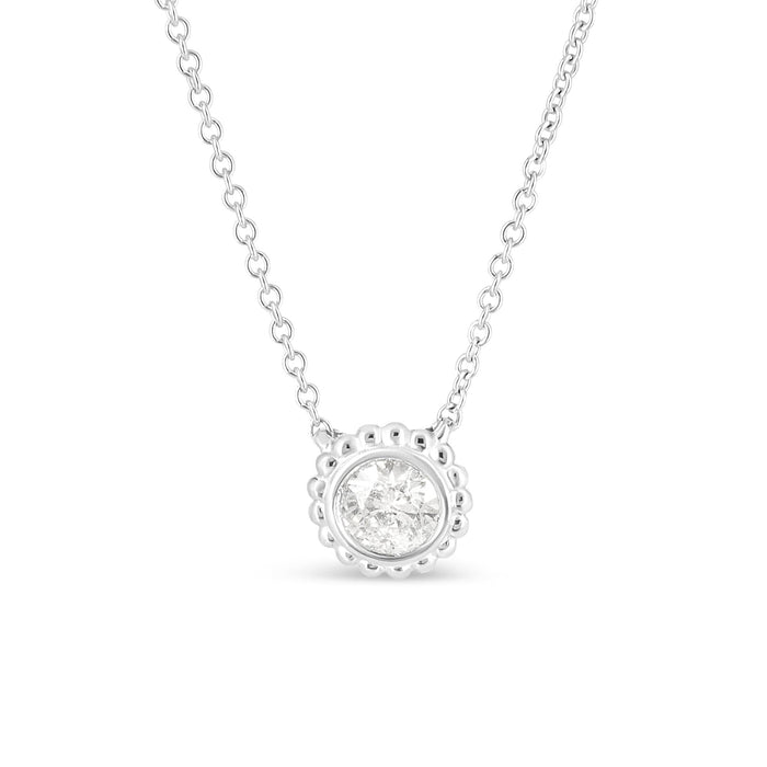 Collar con colgante de bisel con acabado de girasol y diamantes redondos de 1/2 ct. p.t. en oro blanco de 10K, foto 1