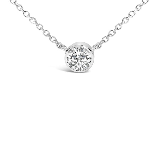 1 Ct. T.W. Bezel-Set Round Lab-Grown Diamond Solitaire Pendant Necklace in 14K White Gold, photo 2