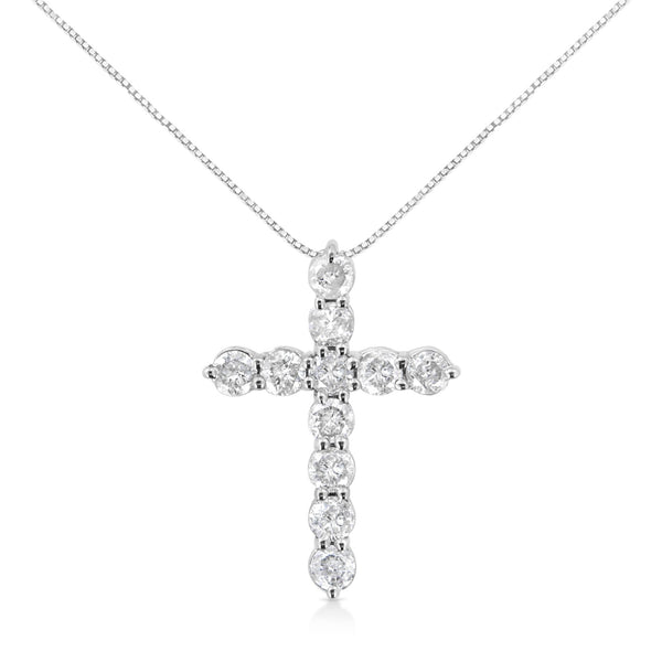1 Ct. T.W. Prong-Set Round-Cut Diamond Cross Pendant Necklace in Sterling Silver, photo 1