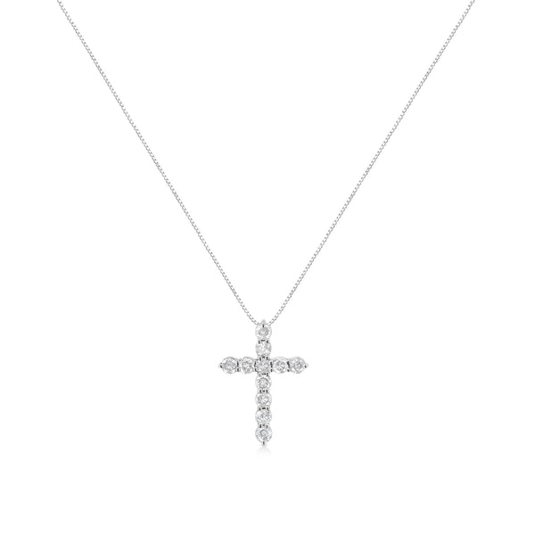 1 Ct. T.W. Prong-Set Round-Cut Diamond Cross Pendant Necklace in Sterling Silver, photo 2