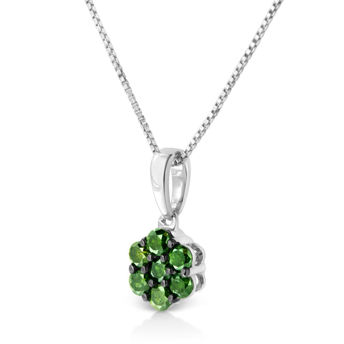 Collar con colgante de racimo floral de garras con diamantes tratados para color en plata de ley, foto 17