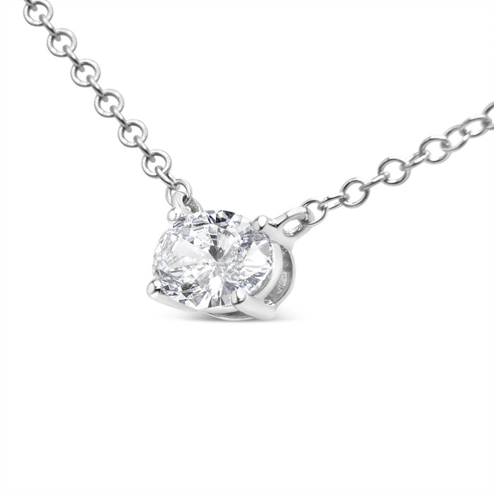 Collar con colgante solitario este-oeste con diamante cultivado en laboratorio de 1/2 ct. p.t. en oro blanco de 14K, foto 2