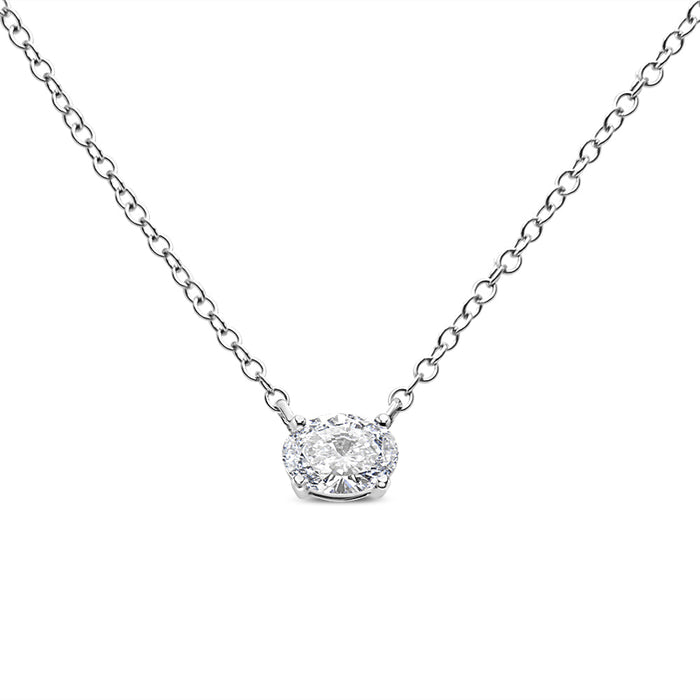 Collar con colgante solitario este-oeste con diamante cultivado en laboratorio de 1/2 ct. p.t. en oro blanco de 14K, foto 4