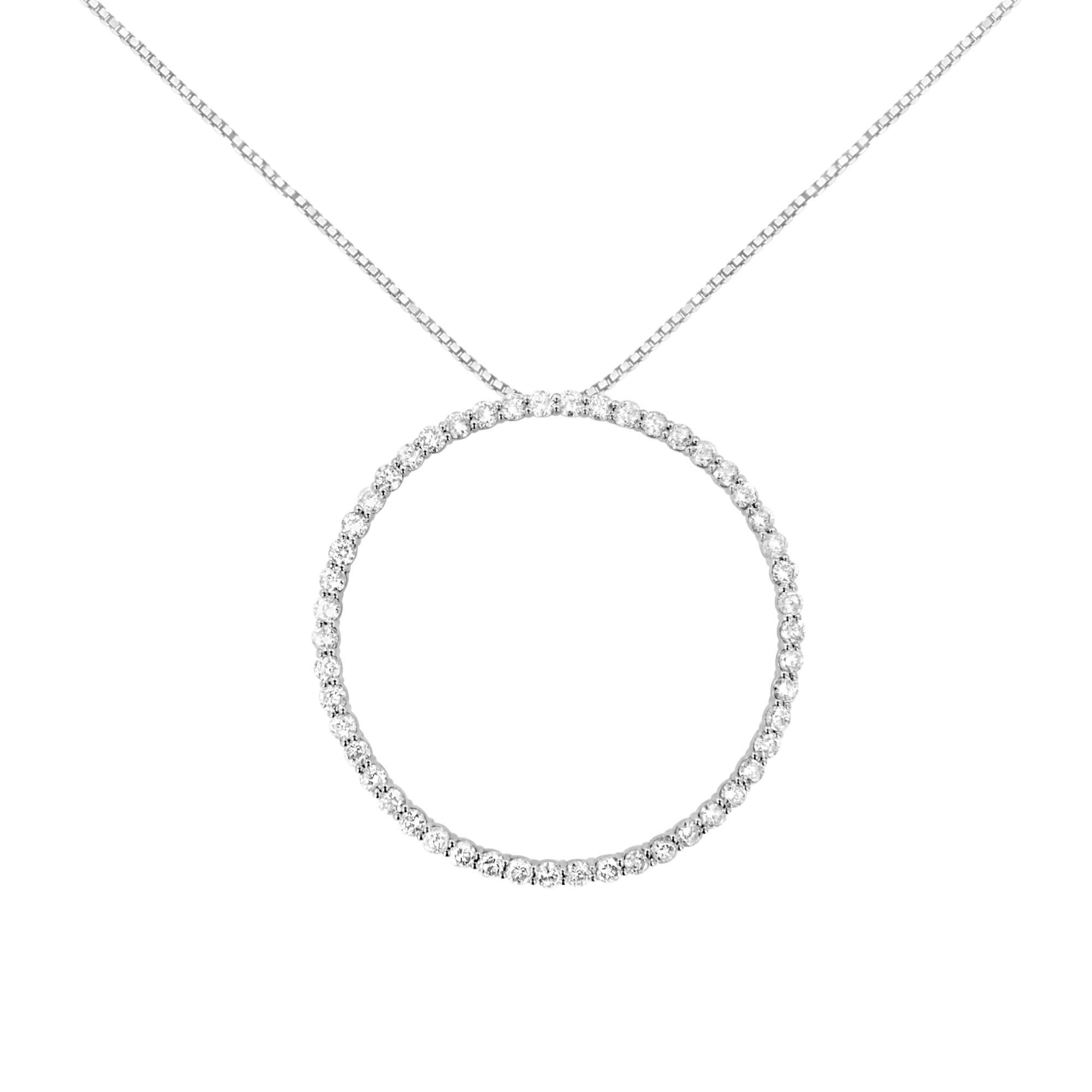 Collar con colgante de aro circular calado de garras con diamantes redondos de 4 ct. p.t. en plata de ley, foto 1