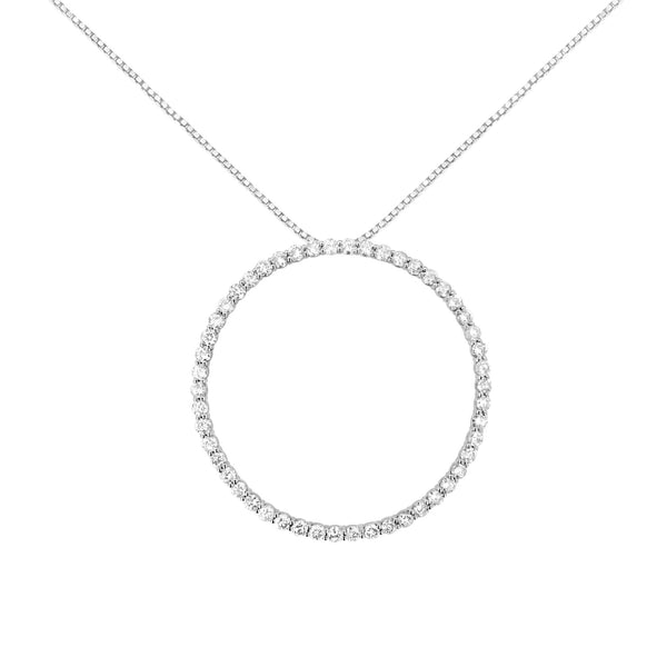 4 Ct. T.W. Prong-Set, Round-Cut Diamond Open Circle Hoop Pendant Necklace in Sterling Silver, photo 1