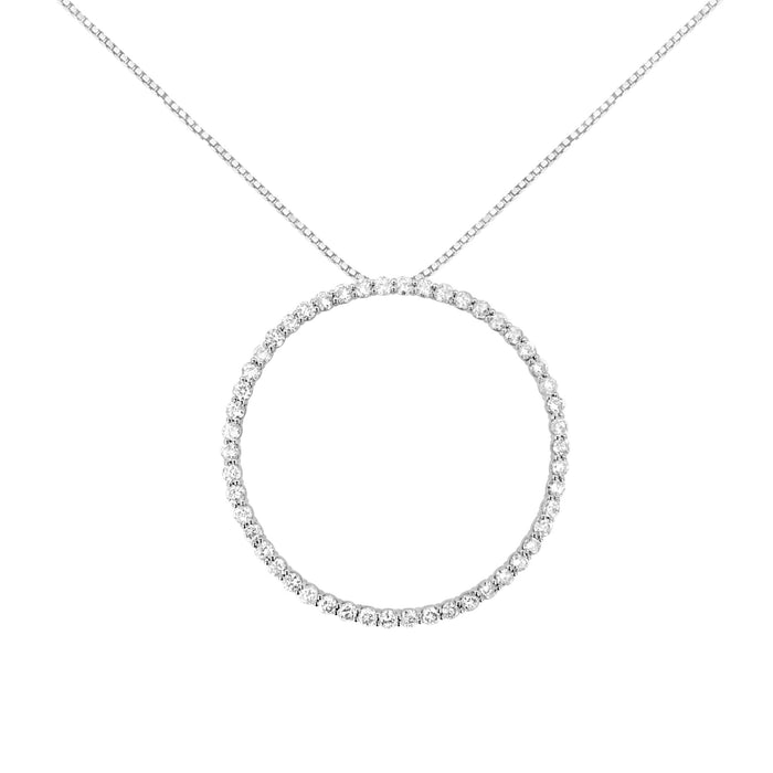 Collar con colgante de aro circular calado de garras con diamantes redondos de 4 ct. p.t. en plata de ley, foto 1