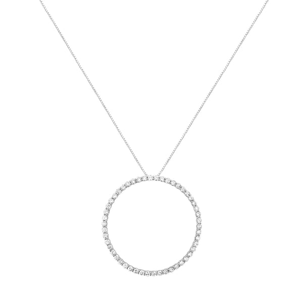 4 Ct. T.W. Prong-Set, Round-Cut Diamond Open Circle Hoop Pendant Necklace in Sterling Silver, photo 2