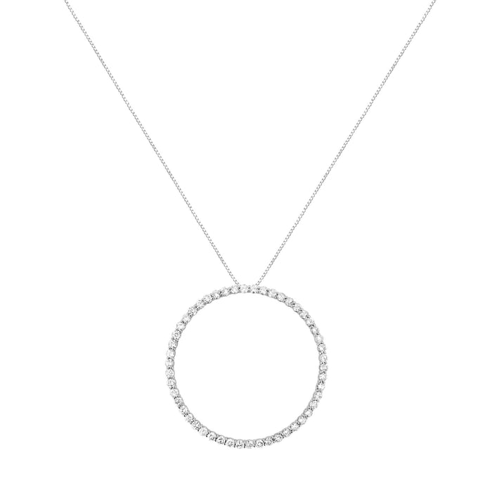 Collar con colgante de aro circular calado de garras con diamantes redondos de 4 ct. p.t. en plata de ley, foto 2