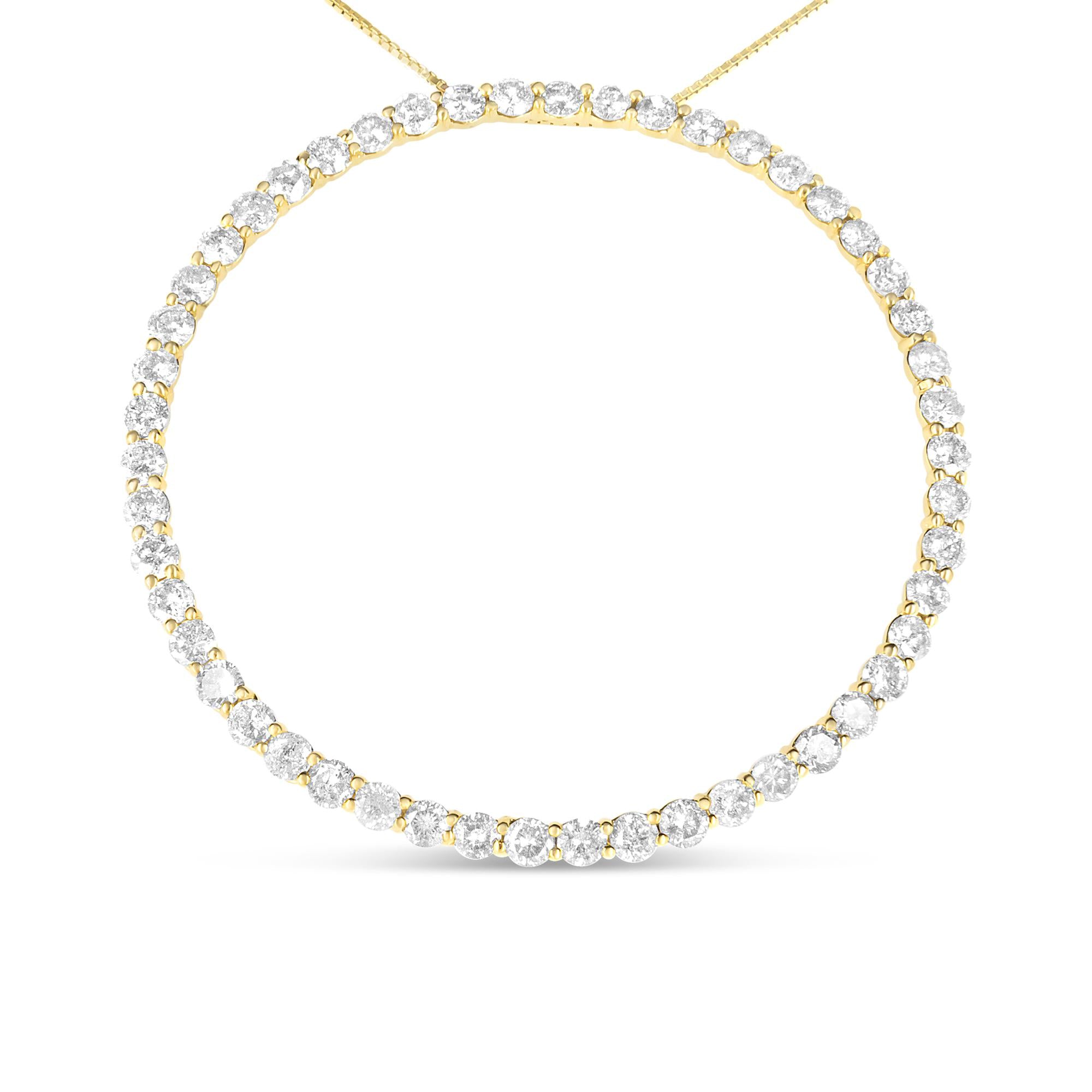 Collar con colgante de aro circular con diamantes de 4 ct. p.t. en plata de ley bañada en oro amarillo de 10K, foto 1