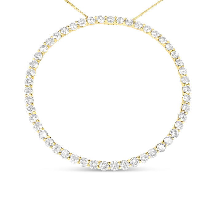 Collar con colgante de aro circular con diamantes de 4 ct. p.t. en plata de ley bañada en oro amarillo de 10K, foto 1