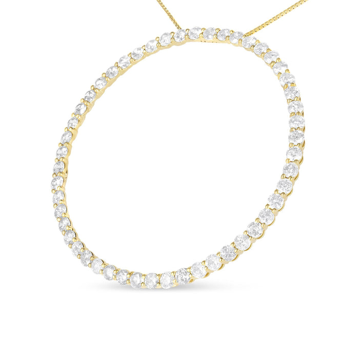 Collar con colgante de aro circular con diamantes de 4 ct. p.t. en plata de ley bañada en oro amarillo de 10K, foto 2