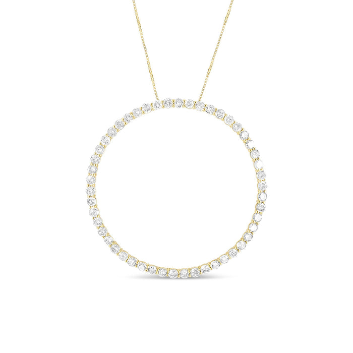 Collar con colgante de aro circular con diamantes de 4 ct. p.t. en plata de ley bañada en oro amarillo de 10K, foto 4