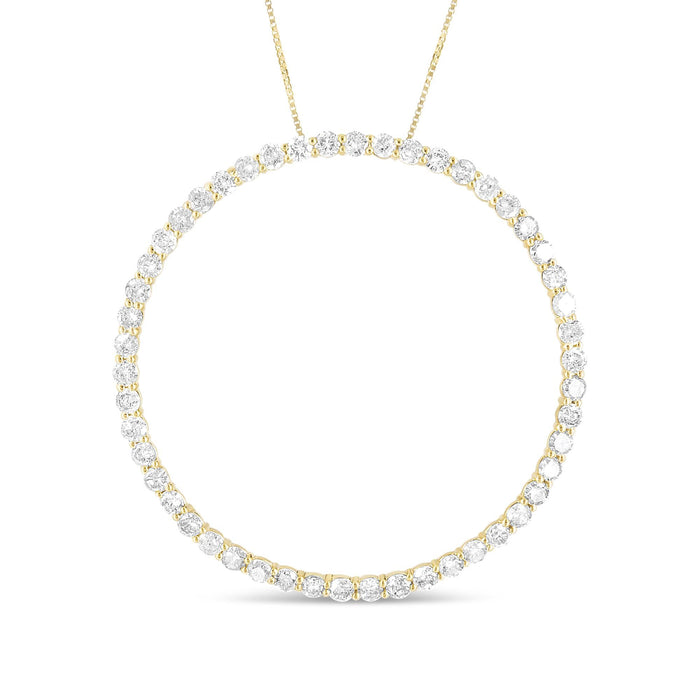 Collar con colgante de aro circular con diamantes de 4 ct. p.t. en plata de ley bañada en oro amarillo de 10K, foto 5