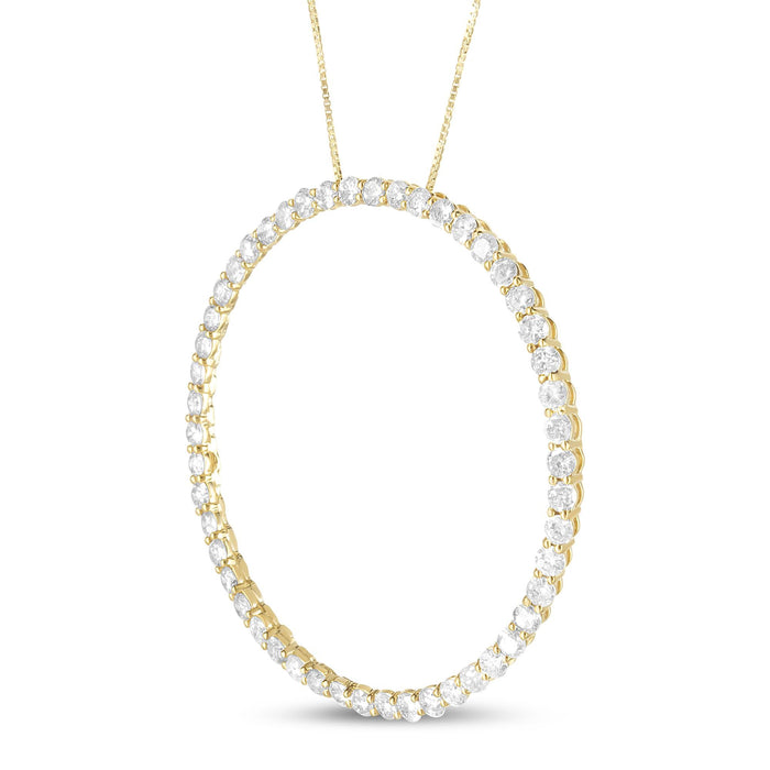 Collar con colgante de aro circular con diamantes de 4 ct. p.t. en plata de ley bañada en oro amarillo de 10K, foto 6