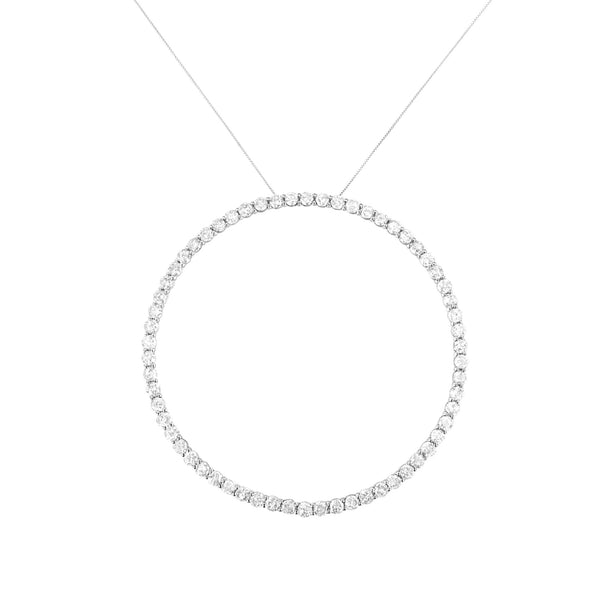 5 Ct. T.W. Prong-Set Round-Cut Diamond Open Circle Hoop Pendant Necklace in Sterling Silver, photo 1