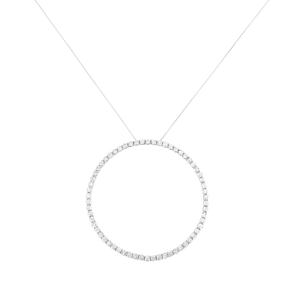 5 Ct. T.W. Prong-Set Round-Cut Diamond Open Circle Hoop Pendant Necklace in Sterling Silver, photo 2