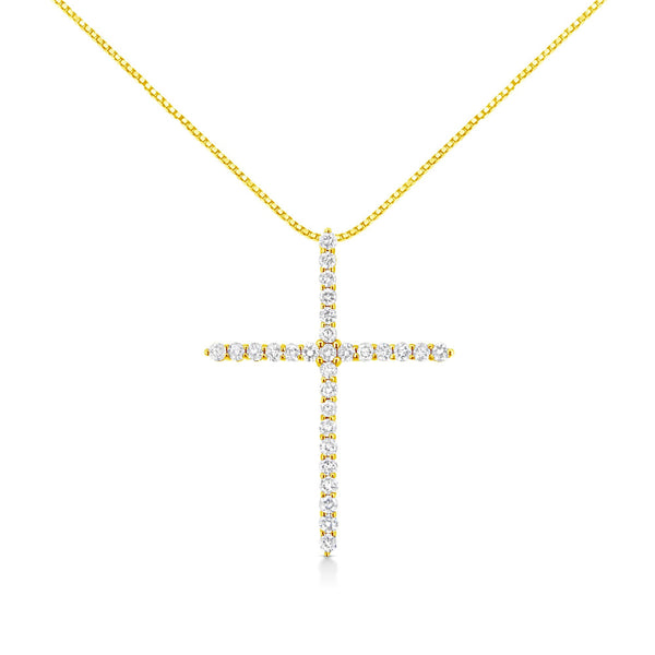 3 Ct. T.W. Round-Cut Diamond Cross Pendant Necklace in 10K Yellow Gold, photo 1