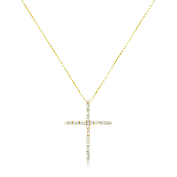 3 Ct. T.W. Round-Cut Diamond Cross Pendant Necklace in 10K Yellow Gold, photo 2