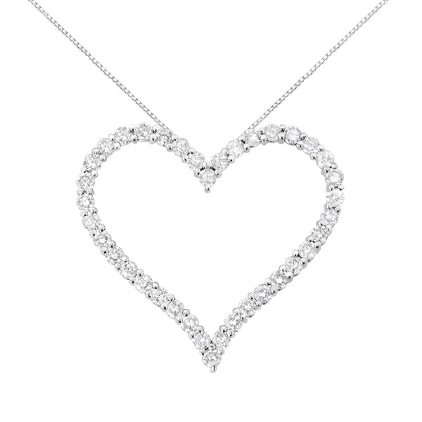 3 Ct. T.W. Round-Cut Diamond Open Heart Pendant Necklace in Sterling Silver, photo 1