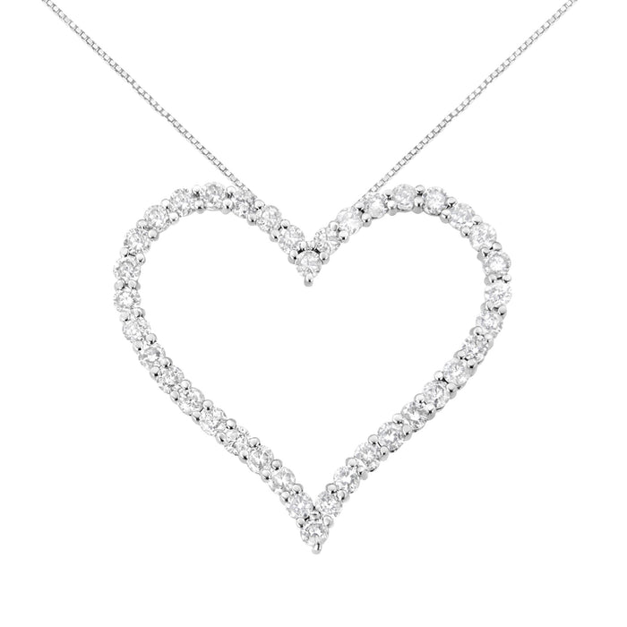 Collar con colgante de corazón calado con diamantes redondos de 3 ct. p.t. en plata de ley, foto 1
