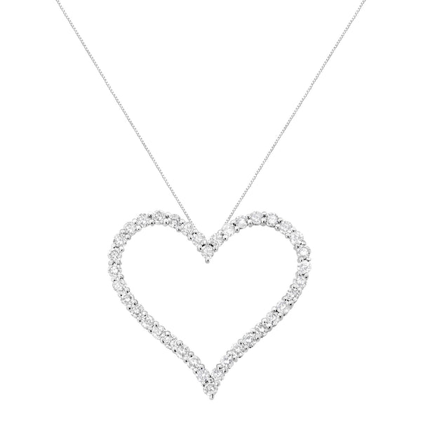3 Ct. T.W. Round-Cut Diamond Open Heart Pendant Necklace in Sterling Silver, photo 2