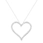 Collar con colgante de corazón calado con diamantes redondos de 3 ct. p.t. en plata de ley, foto 2