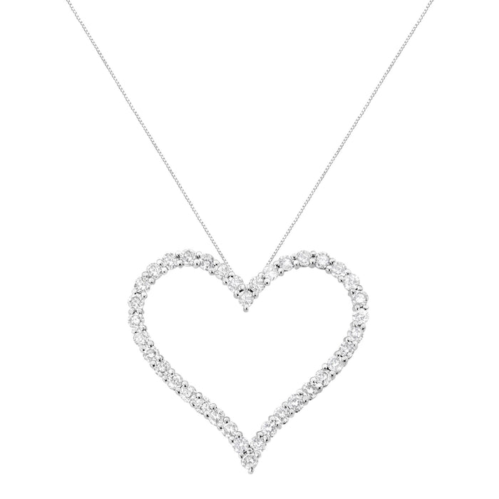 Collar con colgante de corazón calado con diamantes redondos de 3 ct. p.t. en plata de ley, foto 2