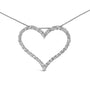 Collar con colgante de corazón calado con diamantes cultivados en laboratorio de 3 ct. p.t. en oro blanco de 14K, foto 2