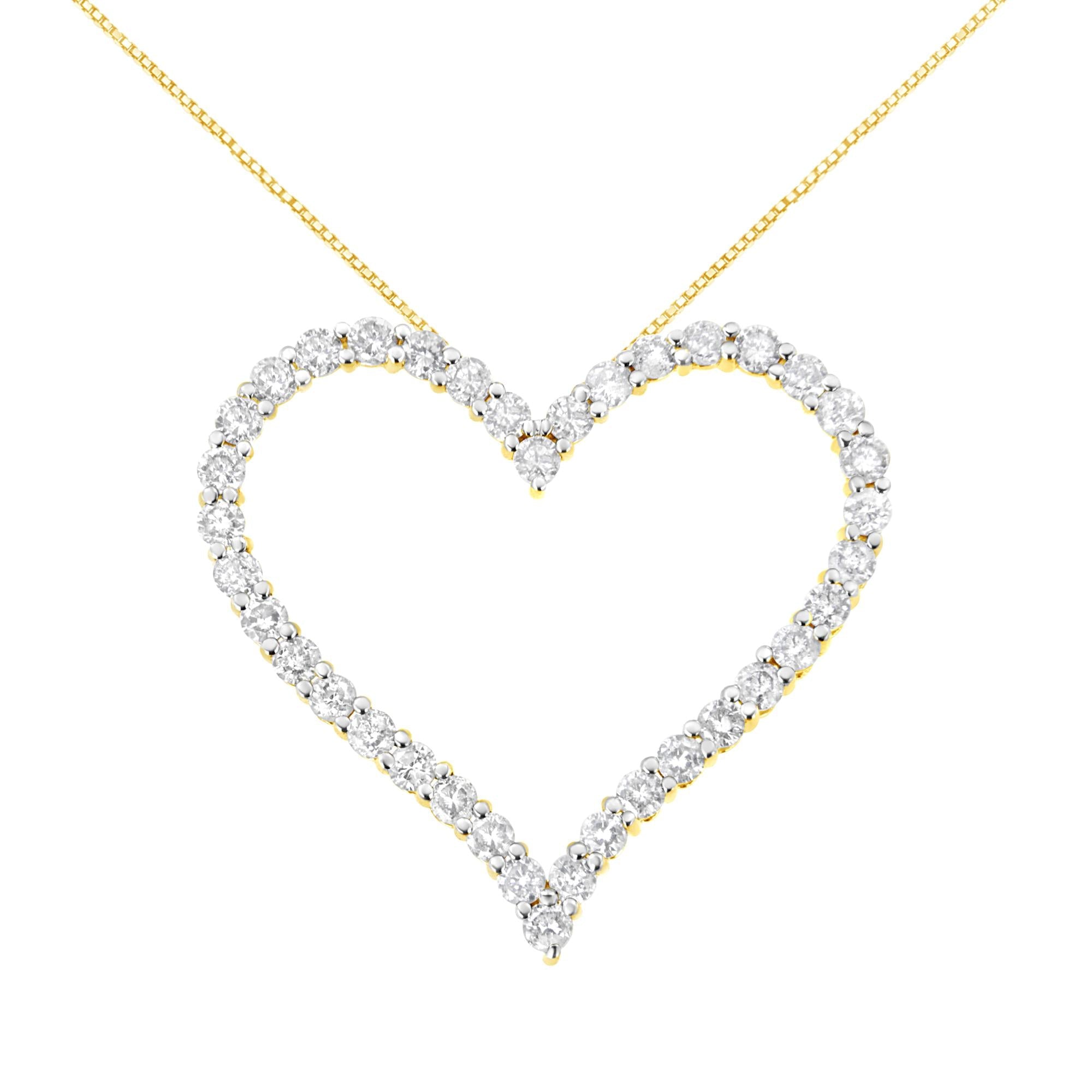 Collar con colgante de corazón calado con diamantes de 3 ct. p.t. en plata de ley bañada en oro amarillo de 10K, foto 1