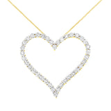 Collar con colgante de corazón calado con diamantes de 3 ct. p.t. en plata de ley bañada en oro amarillo de 10K