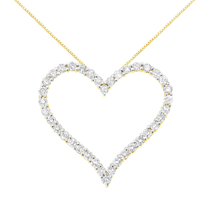 Collar con colgante de corazón calado con diamantes de 3 ct. p.t. en plata de ley bañada en oro amarillo de 10K, foto 1