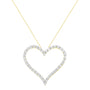 Collar con colgante de corazón calado con diamantes de 3 ct. p.t. en plata de ley bañada en oro amarillo de 10K, foto 2
