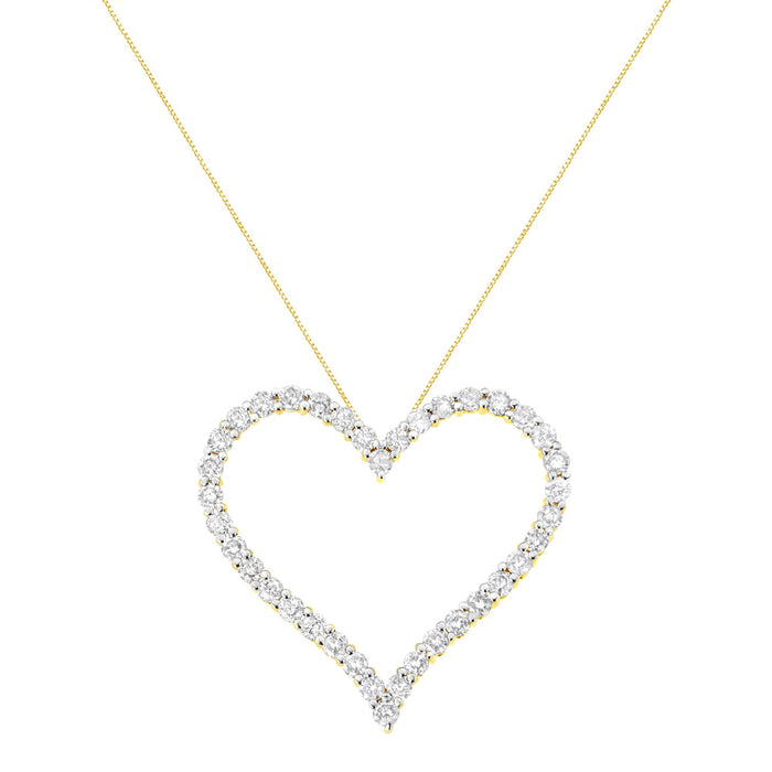 Collar con colgante de corazón calado con diamantes de 3 ct. p.t. en plata de ley bañada en oro amarillo de 10K, foto 2