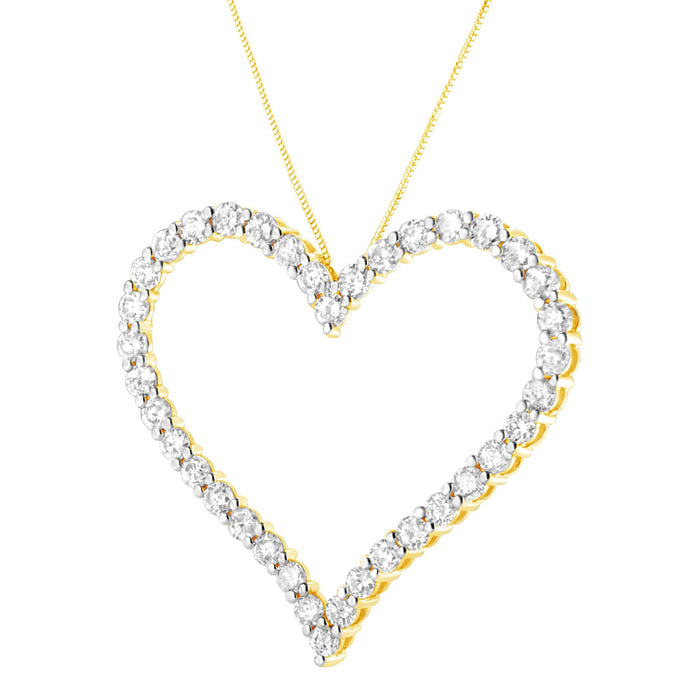 Collar con colgante de corazón calado con diamantes de 3 ct. p.t. en plata de ley bañada en oro amarillo de 10K, foto 4