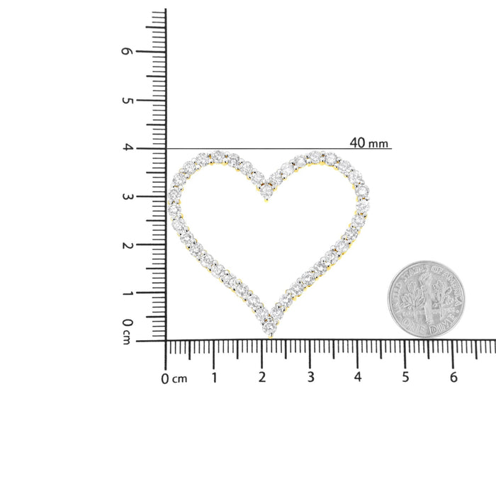Collar con colgante de corazón calado con diamantes de 3 ct. p.t. en plata de ley bañada en oro amarillo de 10K, foto 6