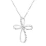Diamond Accent Cross Ribbon Pendant Necklace in Sterling Silver, photo 1