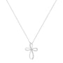 Diamond Accent Cross Ribbon Pendant Necklace in Sterling Silver, photo 3