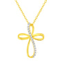 Diamond Accent Cross Ribbon Pendant Necklace in Sterling Silver, photo 2